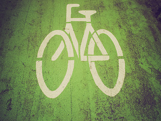 Image showing Retro look Bike lane sign