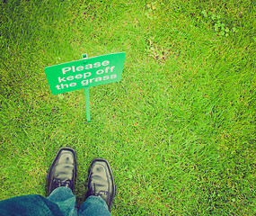 Image showing Retro look Keep off the grass