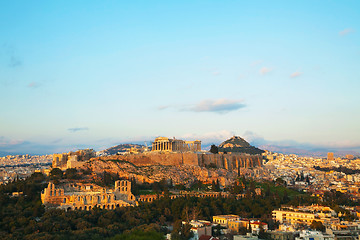 Image showing Acropolis in Athens, Greece in the evening