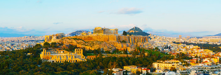 Image showing Scenic overview of Athens with Acropolis