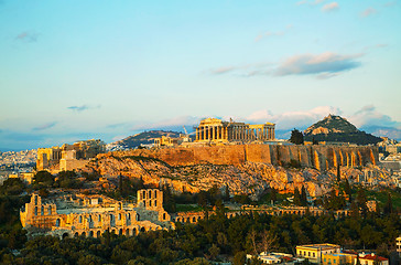 Image showing Acropolis in Athens, Greece in the evening