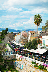 Image showing Street of Athens with tourists