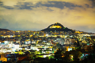 Image showing Overview of Athens in the night