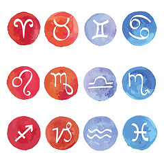 Image showing Watercolor Zodiac set.