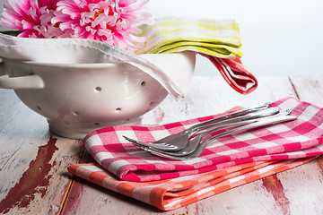 Image showing Checkered cloth napkins