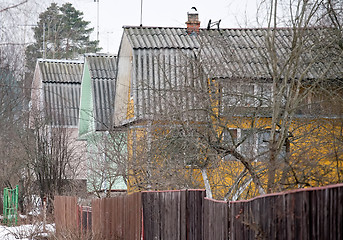 Image showing countryside street with wooden houses