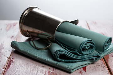 Image showing Green cloth napkins