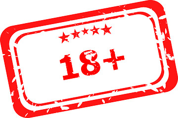 Image showing 18 plus Rubber Stamp over a white background