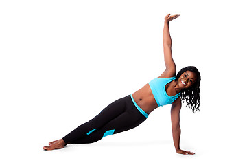 Image showing Happy pilates yoga exercise