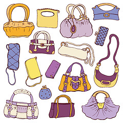 Image showing Women's handbags. Hand drawn Vector Set