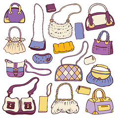 Image showing Women's handbags. Hand drawn Vector Set