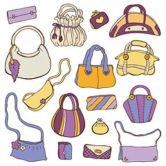 Image showing Women's handbags. Hand drawn Vector Set