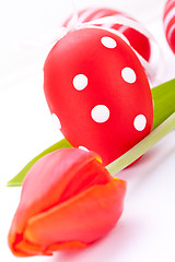 Image showing Colourful red Easter still life