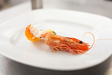 Image showing Chef plating up seafood pasta