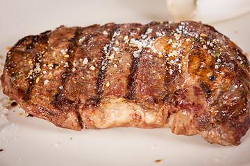 Image showing Grilled beef steak with seasoning