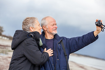 Image showing Elderly couple taking a self portrait