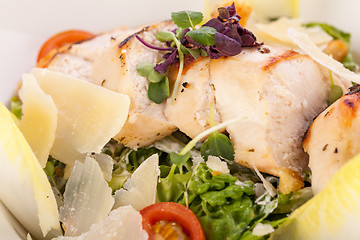 Image showing tasty fresh caesar salad with grilled chicken and parmesan 