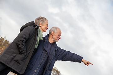 Image showing happy senior couple elderly people together outdoor