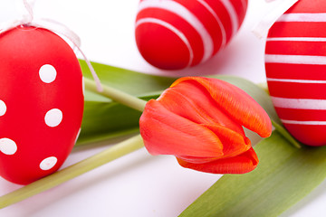 Image showing Colourful red Easter still life