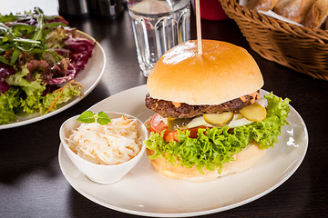 Image showing Cheeseburger with cole slaw 