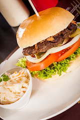 Image showing Cheeseburger with cole slaw 