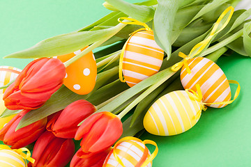 Image showing Colourful red Easter still life