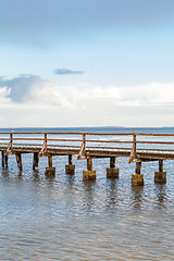 Image showing Bridge or pier across an expanse of sea