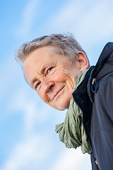 Image showing happy grey-haired elderly woman senior outdoor