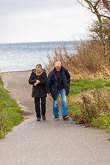 Image showing happy mature couple relaxing baltic sea dunes 