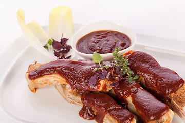 Image showing Delicious grilled pork ribs