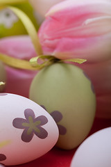 Image showing beautiful easter egg decoration colorfull eggs seasonal pastel 