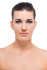Image showing beautiful young woman with perfect skin and soft makeup