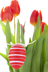 Image showing Colourful red Easter still life