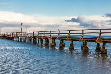 Image showing Bridge or pier across an expanse of sea