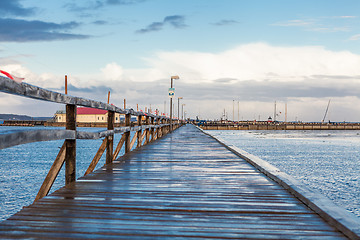 Image showing Bridge or pier across an expanse of sea