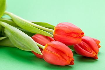 Image showing Beautiful fresh red tulips for a loved one