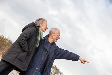 Image showing happy senior couple elderly people together outdoor