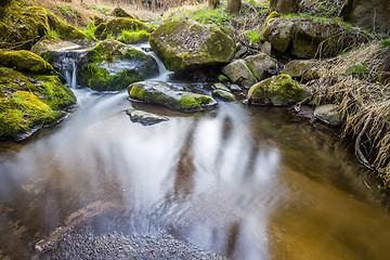 Image showing Falls on the small mountain river in a wood