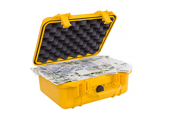 Image showing Czech money in yellow plastic case