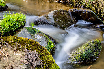 Image showing Falls on the small mountain river in a wood