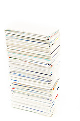 Image showing stack of business cards on the table isolated