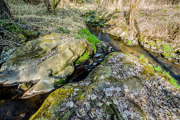 Image showing Falls on the small mountain river in a wood