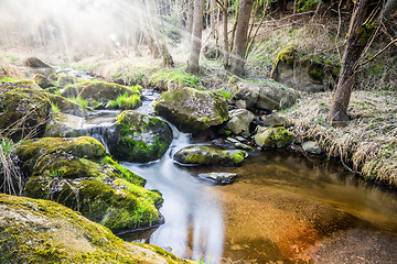 Image showing Falls on the small mountain river in a wood