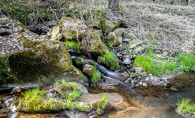 Image showing Falls on the small mountain river in a wood