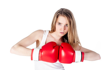 Image showing Pretty girl with boxing gloves