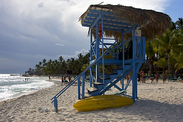 Image showing   cabin in republica dominicana  rock stone sky cloud people  