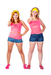 Image showing Attractive girls in torn t-shirts