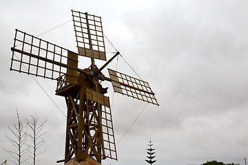 Image showing hole windmills in  isle of lanzarote africa spain    