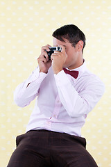 Image showing Retro Male with Rangefinder Camera