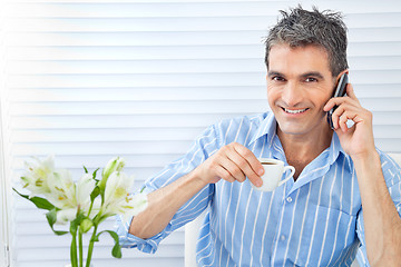 Image showing Happy Man Receiving Phone Call